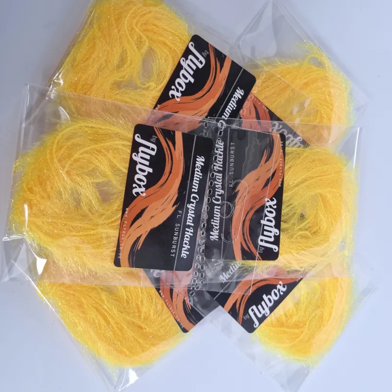 Flybox Medium Crystal Hackle in Fl.Sunburst